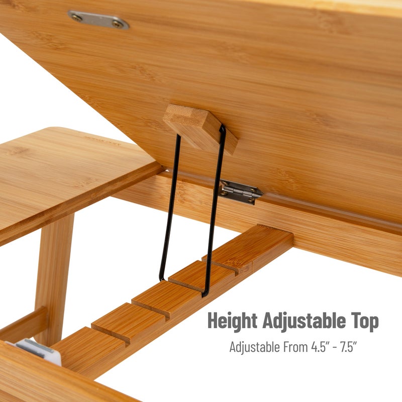 Mind Reader Lap Desk, Laptop Stand with Folding Legs for Bed Dorm Room and Home Office, Rayon From Bamboo, Brown - Image 4